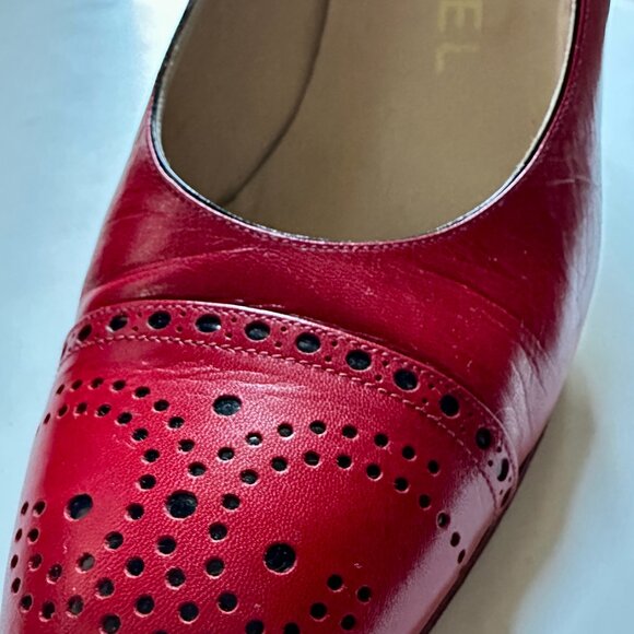 Chanel Leather Red Shoes US Size 6.5 (37.5) - Picture 5 of 13